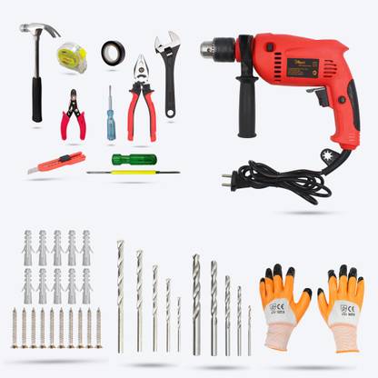 Hillgrove HGCM214M2 15 Pieces Power Tools Combo Kit Set with 700 Watt Power Drill Machine HGCM214M2 15 Pieces Power Tools Combo Kit Set with 700 Watt Power Drill Machine Pistol Grip Drill