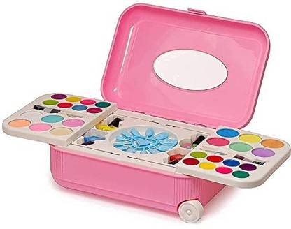 The Cube Mart 2 in 1 Nail Art and Real Makeup Palette with Mirror kit for Kids