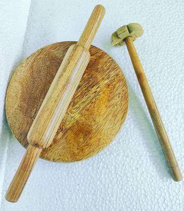 ashishexport Wooden Rolling Pin , Board and hand blender for kitchen accessories Kitchen Tool Set