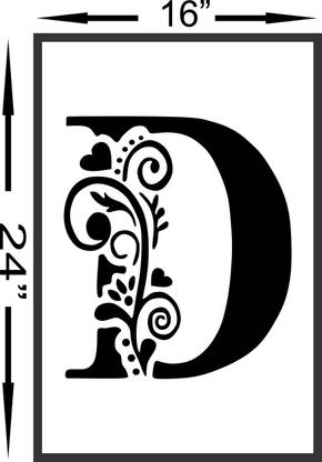DB stencilprint LETTER D Style Wall Design Stencils for Wall Painting for Home Wall Decor Suitable for kids room,drawing room size(16*24 inch) Stencil