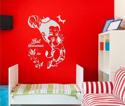 MINIDECOR 80 cm Playing Bal Hanuman Self Adhesive Sticker