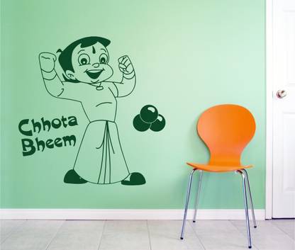 MINIDECOR 78 cm Chota Bheem with Laddu Self Adhesive Sticker
