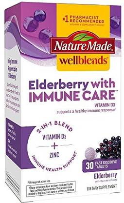 Nature Made Wellblends Elderberry with ImmuneCare, Vitamin D3 and Zinc, with Elderberry Flav
