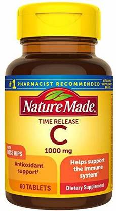 Nature Made Vitamin C 1000 mg Time Release Tablets with Rose Hips, 60 Count to Help Support