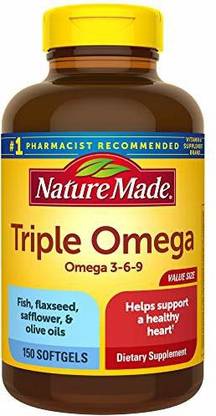 Nature Made Triple Omega 3-6-9, 150 Softgels Value Size, Omega Supplement For Heart Health