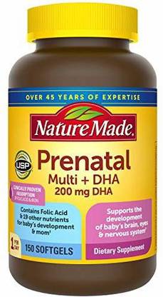 Nature Made NM Prenatal + DHA 200 mg Softgels (1Pack 150 Count)