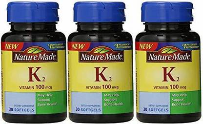 Nature Made Vitamin K2 100 mcg Softgels 30 (3) (Packaging May Vary)