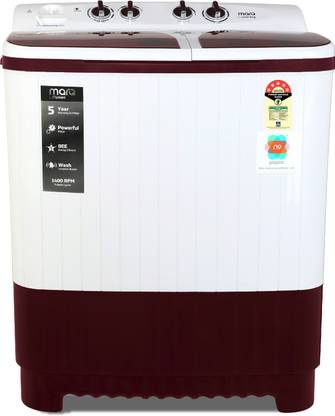 MarQ by Flipkart 8 kg 5 Star Rating Semi Automatic Top Load Washing Machine White, Maroon
