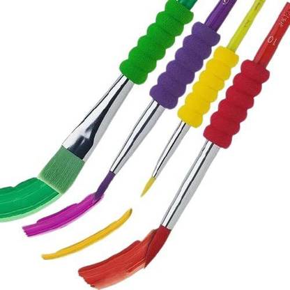 BM RETAIL 4pcs Soft Grip Paint Brush Set - Kids Paint Brushes 4 Assorted Paint Brushes