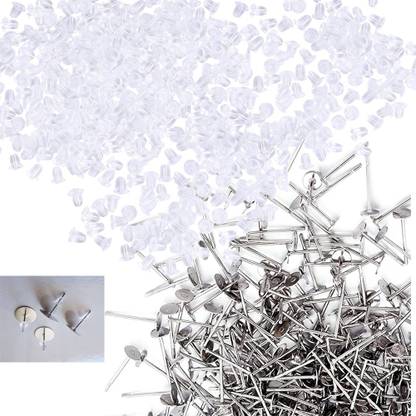navjai Earring Backpush Clear Bullet Clutch(Rubber 100pc & Flatpad 100pc) Total 200pc