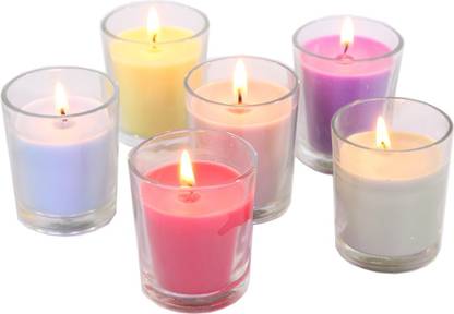 Hosley Set 6 Decorative Multicolor Highly multi fragranced Glass Candle Candle