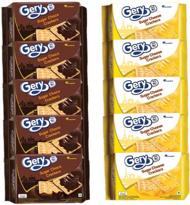 Gery Gone Mad Sugar Choco Crackers & Sugar Cheese Crackers - 12 pcs in each pack Cream Cracker Biscuit