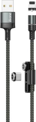 DUDAO Magnetic Charging Cable 5 A 1 m Nylon 3-in-1 Charging Cable with Led Light Design 360° Adapters and Tip Storage Holder