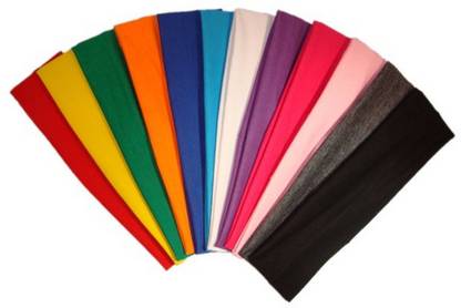 SENECIO® 12Pc Gym Workout Wide Strap Cotton Soft Stretch Sweat Absorbent Elastic Unisex Head Band