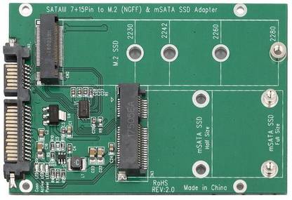 microware 2 in 1 Converter Adapter, 7+15pin to M.2 (NGFF) SATA & mSATA SSD Adapter 2.5 inch SSD Adapter