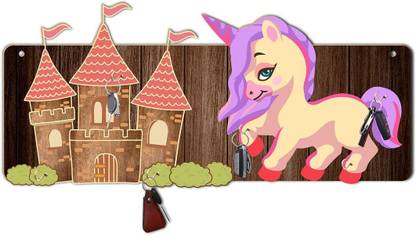 CVANU Cute Unicorn Print MDF Key Holder for Key Arrange & Wall Decor_C28 Wood Key Holder