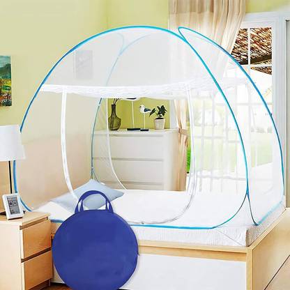 Lifekrafts Polyester Adults Washable Pop-Up Foldable single Bed Mosquito Net -Blue Mosquito Net