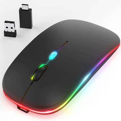 RETRACK Rechargeable Wireless Silent Colorful LED Mice Ergonomic Wireless Optical Mouse