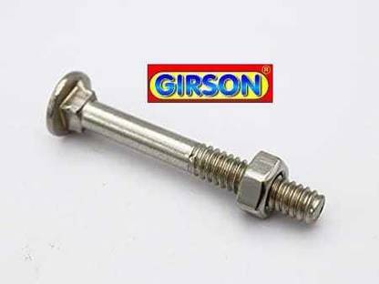 Girson Nut & Bolt Set Carriage Bolts 2 Inch with Nuts ,(Code:- SS, 1 Packet of 100 Set)