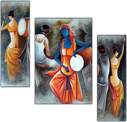 pnf Modern Abstract Art Set of 3 MDF Panel-0214- Digital Reprint 12 inch x 9 inch Painting