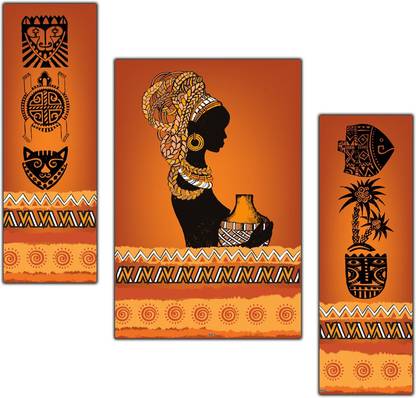 pnf Modern Abstract Art Set of 3 MDF Panel-1022- Digital Reprint 12 inch x 9 inch Painting