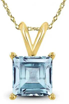 KUNDLI GEMS Aquamarine Stone Pendent For Women and Girls Gold-plated Aquamarine Copper Pendant
