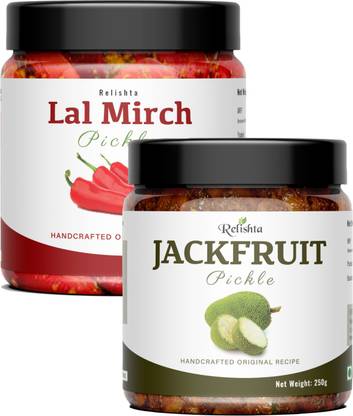 Relishta Jackfruit & Lal Mirch Pickle | Kathal Achar (2x250G) Premium Less Oil Homemade Jackfruit Pickle
