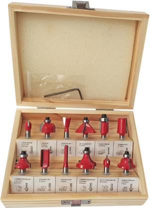 Inditrust 12Pcs Premium Quality Router Bit 6.35mm Router Bit Set With wood Case Shank Size 6.35mm Rotary Bit Set