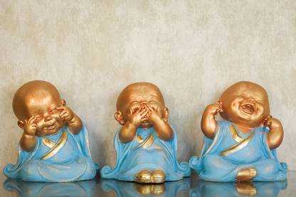IB Designs 3 Baby Monk statues | Polyrasine Showpiece For Living Room | Best Idea For Gift Decorative Showpiece  -  22 cm