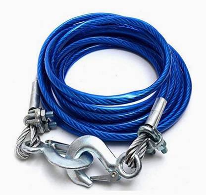 RohanEshop Car Towing Strong Emergency Tow Cable Rope with Dual Forged Hooks 4 meter Long 4 m Towing Cable