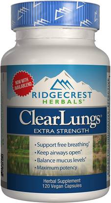 Ridgecrest Herbals Clearlungs Extra Strength, Homeo/Herbal Decongestant, 120 Veg Capsules