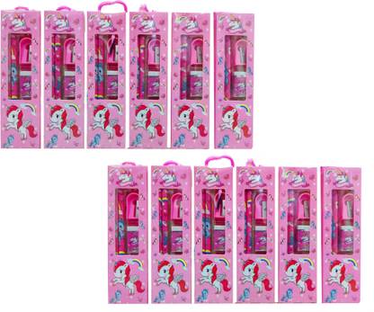 Neel 12Pcs Unicorn Stationery Small Gift Set for Kids 2 Pencil/Eraser/Sharpener/Ruler
