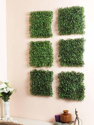 Nutts Artificial Wall Small Leaves Tiles Vertical Garden Wall Tiles (Pack of 6) Wild Artificial Plant