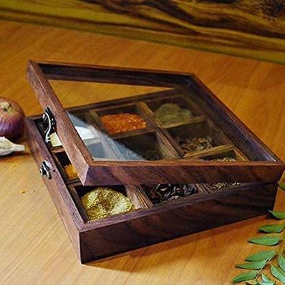 ELAVE HANDICRAFTS Sauce Set Wooden, Glass