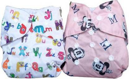 Bless U Baby mickey mouse & ABC reusable quick dry washable diapers with 4 layer 2 inserters - M