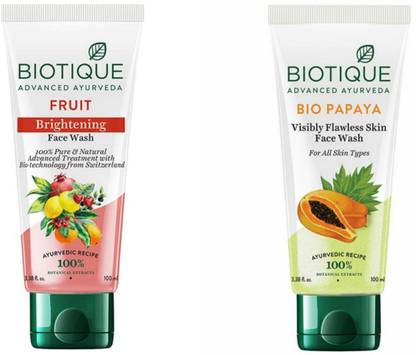 BIOTIQUE FRUIT , BIO PAPAYA 100 ML (PACK OF 2) Face Wash