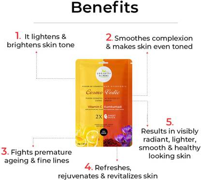 YES MADAM Cosmo Vedic Vitamin C Kumkumadi Brightening and Rejuvenating Sheet Mask
