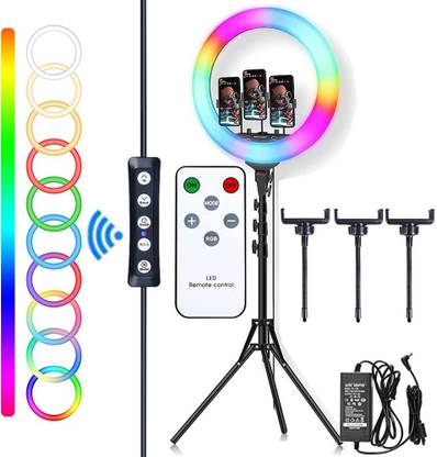 IMAGINEA 17 inches LED Ring Light with Tripod Stand 3 White & 47 RGB Colour Modes Ring Flash