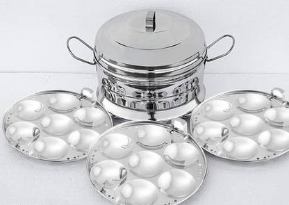 FUtensils Idli Maker/satti/Steamer/Boiler/Cooker/Panai (21 IDLY, 3 plates) Standard Idli Maker
