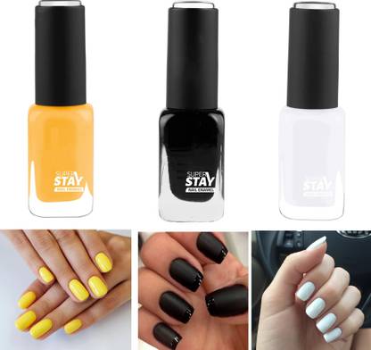 ADJD MATTE FINISH NEW NAIL PAINT WHITE & YELLOW,BLACK MULTI COLOR