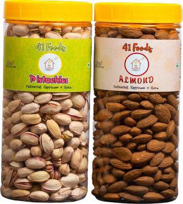 41 foods Dry fruits combo pack of Californian Pistachios Almonds | badam pista 1 KG Almonds, Pistachios