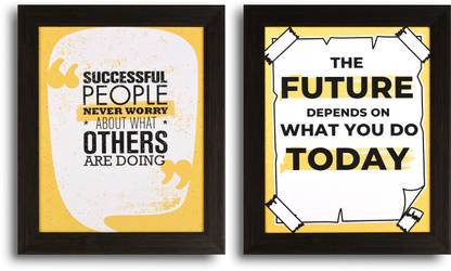 Wall Hanging Motivational Frames, Frame with Quotes for Wall for Entrepreneurs, Students, Business, Trading Set of 2 Paper Print