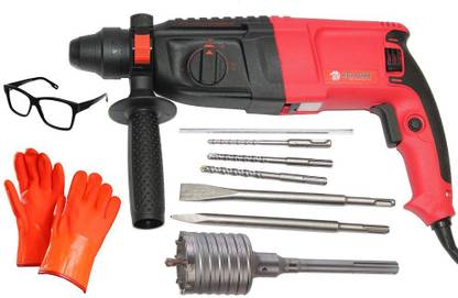 Digital Craft HIGH POWER HEAVY DUTY Hammer Drill 26MM Heavy Duty Rotary Hammer Drill Machine 1500 watts with 3 mode (RED) Pistol Grip Drill