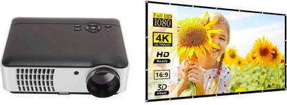 ZuZu Exclusive Combo HD 4K Movies Screen & Android Full HD Smart WI-FI, HDMI, USB (6000 lm / Wireless / Remote Controller) Portable Projector