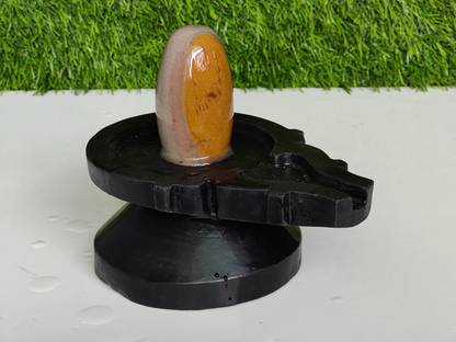 Shivam Vastu Kala Shivling Art Original Narmada Bana Lingam Shivling / Narmadeshwar Banaling / ShivaLingams Decorative Showpiece  -  15 cm