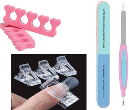 Ajora combo of nail art , nail finger rest nail filer , nail clip set