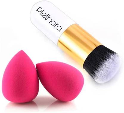 Plethora Extra Soft Foundation / Blusher Brush & 2 Pcs Makeup Blender Puff