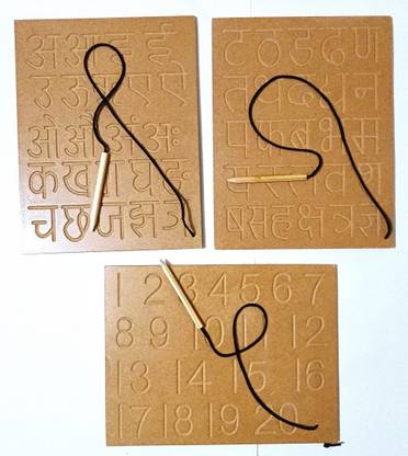 jaraglobal Wooden Hindi Alphabet & 1 to 20 Counting Number Writing Practice Tracing Board