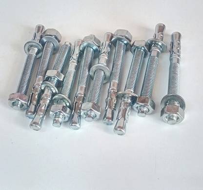 Hardware Nut & Bolt Set Anchor Fastener Silver M10 (Length 100mm) (10 Pcs)