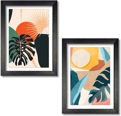 INSIGHT WORLD Tropical Abstract Framed Art Paintings for Home and Office Wall Decor Poster Digital Reprint 12.5 inch x 9.5 inch Painting